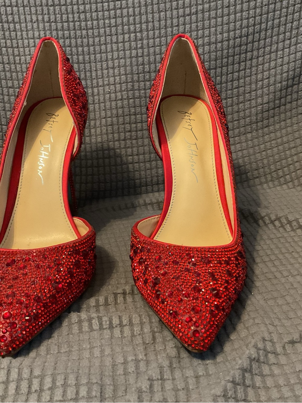 Betsey Johnson Red Crystal Pointed D'Orsay Pumps